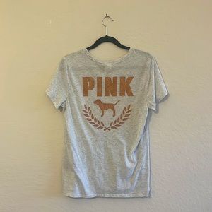 PINK/VS Glitter Dog Grey T-shirt